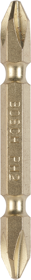 Bosch double ended PH2 bit 65mm for screwdriving.