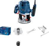 Bosch GOF 130 router with accessories for woodwork.