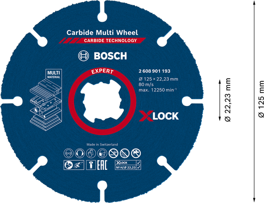 Bosch EXPERT Multi Material Carbide Cutting Disc, X-Lock.