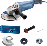 Bosch GWS 26-230 angle grinder with accessories.