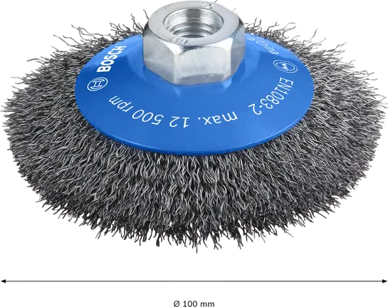 Bosch PRO Metal clean Bevel Brush 100 mm for angle grinders.
