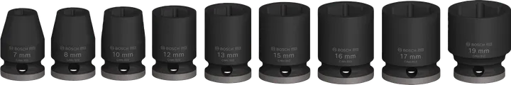 Bosch PRO Impact Socket Set 3/8 inch 9 pcs assorted sizes.