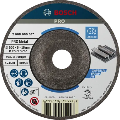 Bosch PRO Metal Grinding Disc, 100 x 6 x 16 mm.