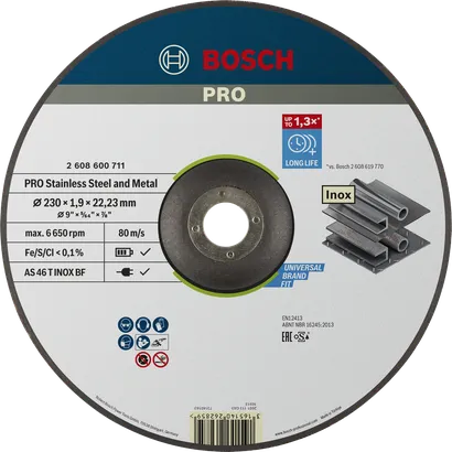 Bosch PRO stainless steel cutting disc 230 mm for metal.