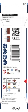 Bosch EXPERT HEX-9 Hard Ceramic and Multi Construction drill bits, 6 mm.