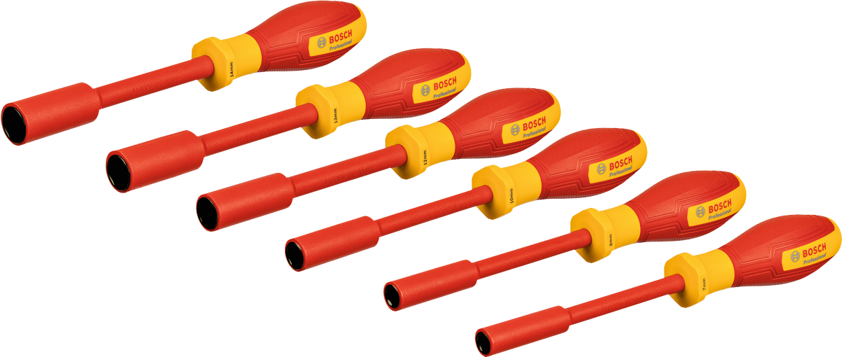 Bosch VDE socket wrench set, 6 pcs insulated handles.