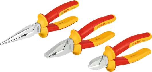 Bosch VDE Pliers Set 3 pcs with insulated handles.