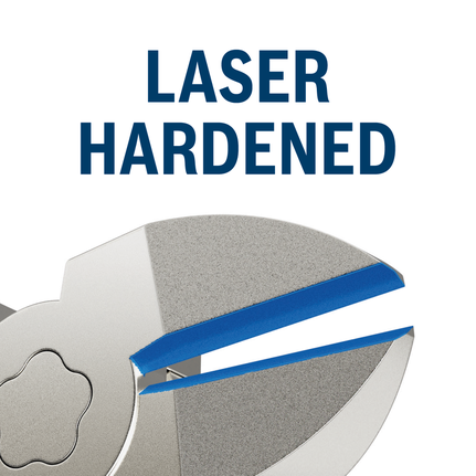 Side cutter laser-hardened edge.