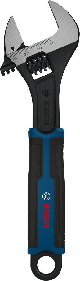 Bosch adjustable wrench 200 mm with wide jaw.