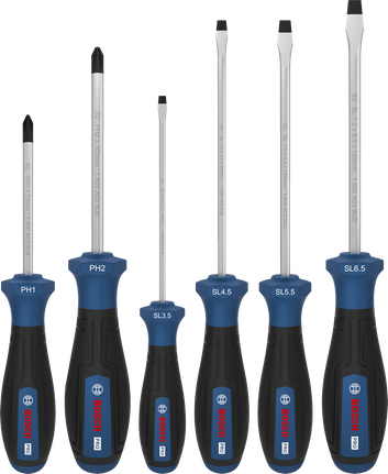 Bosch PRO Screwdriver Set PH/SL 6 pcs with S2 shafts.
