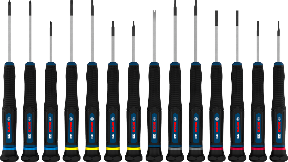 Bosch PRO Precision Screwdriver Set 14 pcs with S2 shafts.