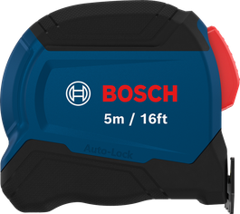 Bosch tape measure 5m 16ft with auto-lock feature.