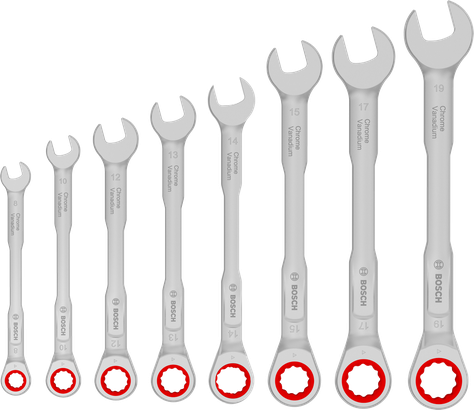 Ratchet Combination Wrench Set, 8 pcs