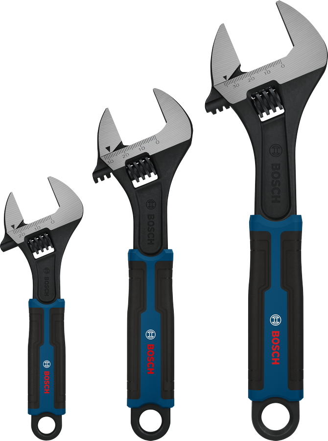 Bosch adjustable wrench set 150, 200, 250 mm.