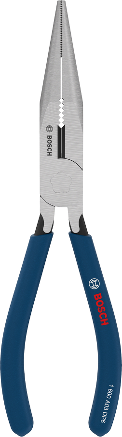 Bosch long-nose pliers with non-slip handles.