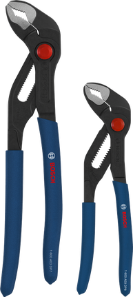 Bosch water pump pliers set with dipped non-slip handles.