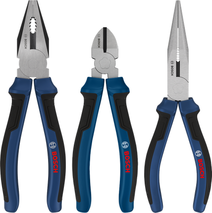 Bosch pliers set 3 pcs with multi-component handles.