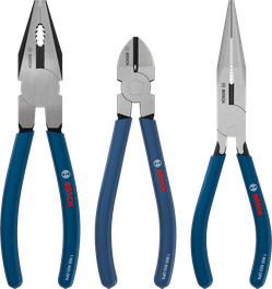 Bosch pliers set with dipped non-slip handles.