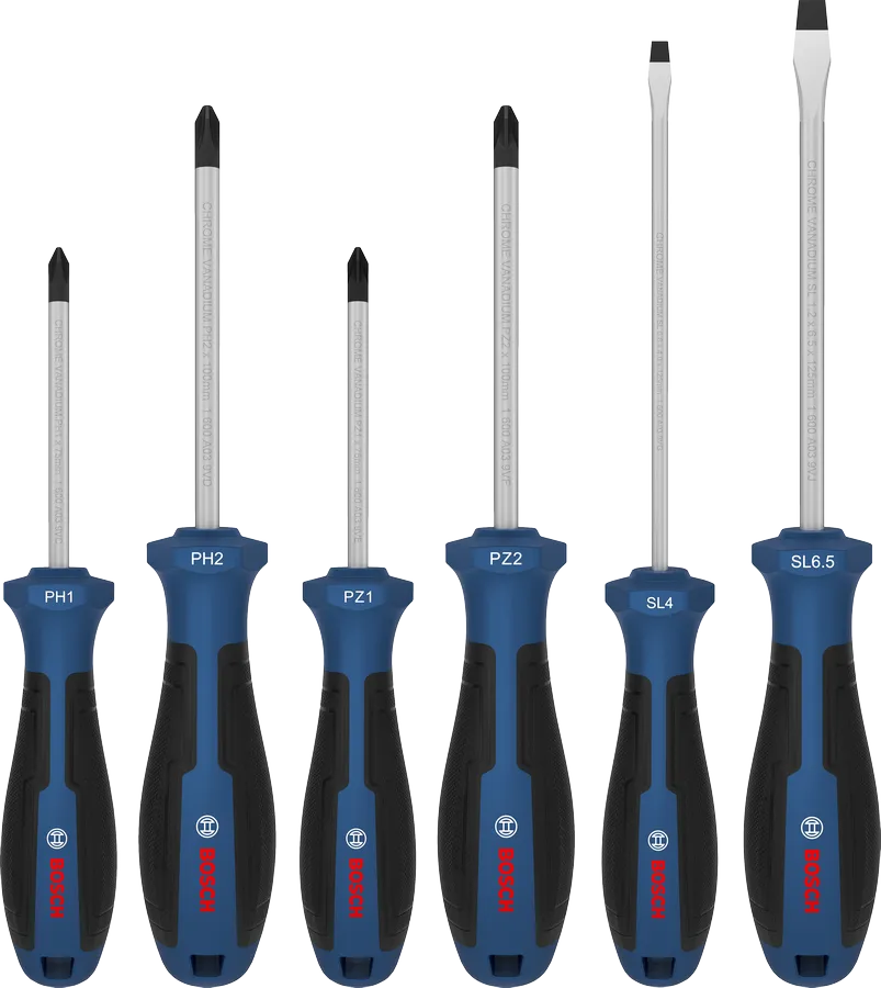 Screwdriver Set, PH/PZ/SL, 6 pcs