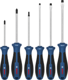 Bosch 6-piece screwdriver set with color-coded handles.