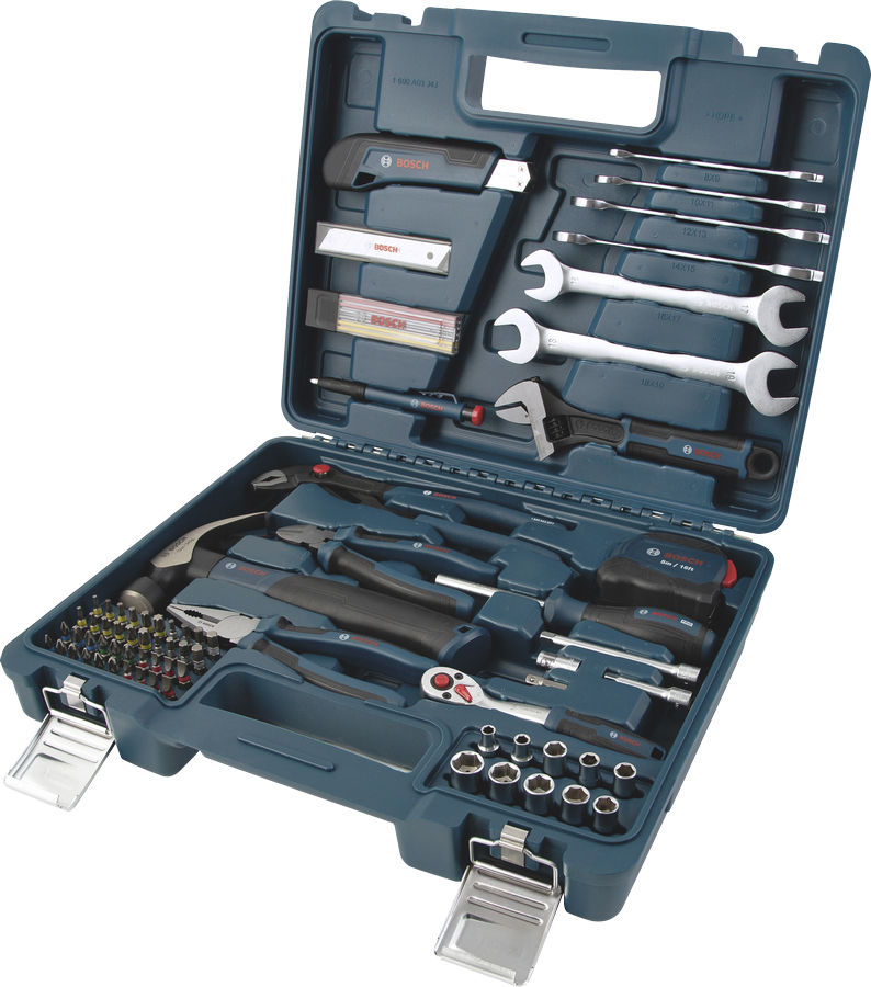 Bosch hand tool mixed set 89 pcs in blue carrying case.
