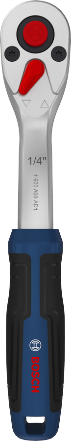 Bosch 1/4 inch ratchet with 72 teeth and ergonomic handle.