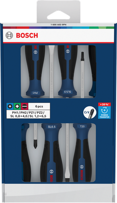 Screwdriver Set, PH/PZ/SL, 6 pcs