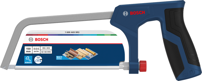 Bosch hacksaw 150 mm with 24 TPI bi-metal blade.