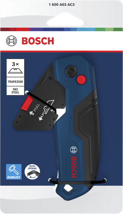 Bosch folding knife with SK5 steel blade and quick opening.