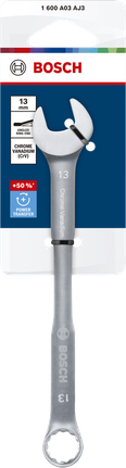 Bosch 13 mm chrome vanadium combination wrench.
