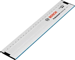 Carril guía de aluminio con marcas de medición para accesorios del sistema.