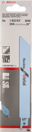Hoja de sierra recíproca flexible Bosch S922EF para metal.