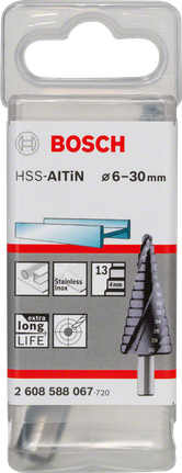 Broca escalonada HSS AlTiN, vástago con 3 planos - Bosch Professional