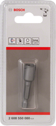 Adaptador de vaso hexagonal Bosch de 8 mm para taladros de larga duración.