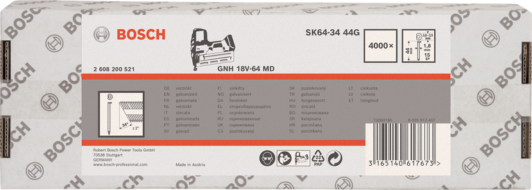 Clavos galvanizados Bosch de 3/8″, paquete de 4000.