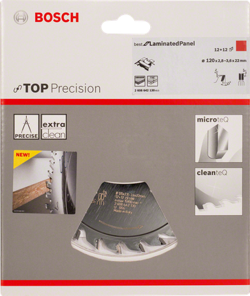 Cuchilla incisora Bosch Top Precision 120×2,8–3,6×22mm para panel laminado.