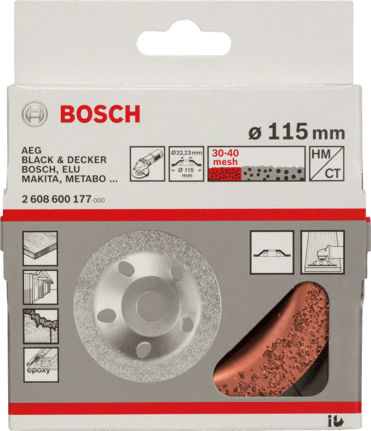 Bosch 2 608 600 179 115 x 22,23 mm; mittel Vaso de amolar de metal duro pack de 1 schräg