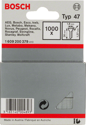 Clavos Bosch Tipo 47 de 26 mm de longitud para grapadoras.