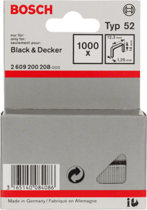 Bosch 2 609 200 207 Grapa de alambre plano tipo 52-12,3 x 1,25 x 12 mm pack de 1000 