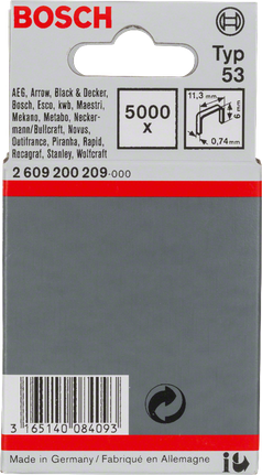 Grapas Bosch Typ 53 11,3×0,74 mm.