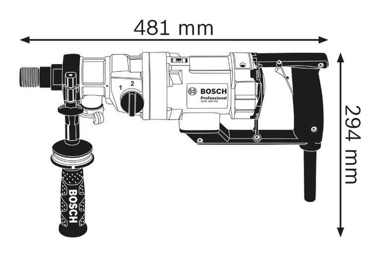 Dimensiones de la broca de diamante.