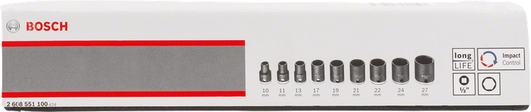 Juego de vasos Bosch de 9 piezas de 10 a 27 mm.