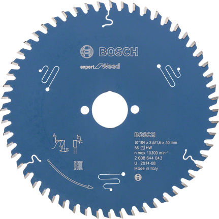 Hoja de sierra circular Bosch Expert para madera, 56 dientes.