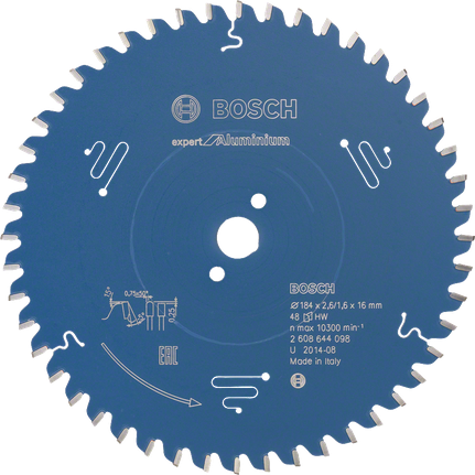 Hoja de sierra circular Bosch Expert para aluminio, 48 dientes.