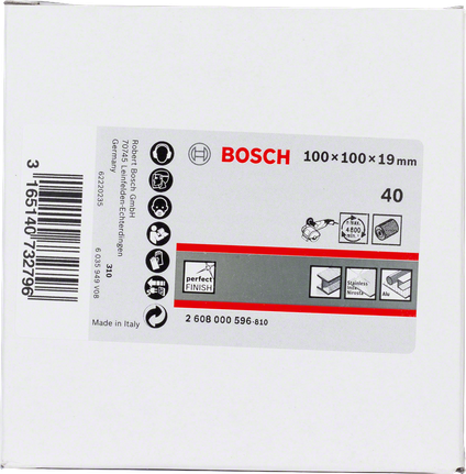 Disco de lijado de láminas Bosch de 100x100x19 mm, grano 40.