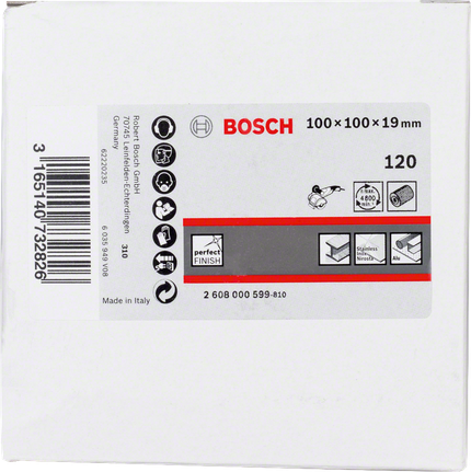 Disco de lijado de láminas Bosch 100x100x19 mm, grano 120.