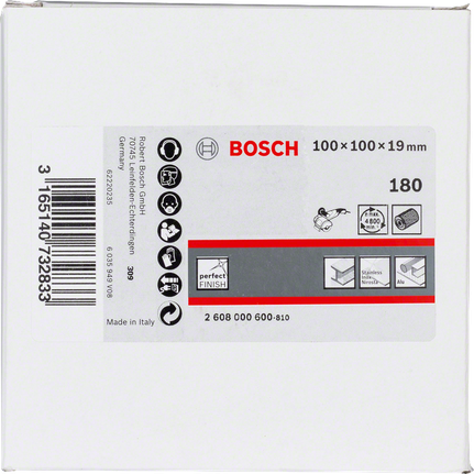 Disco de lijado de láminas Bosch 100x100x19 mm, grano 180.