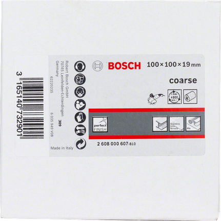 Disco de lijado Bosch de vellón, grano grueso, 100x100x19 mm.