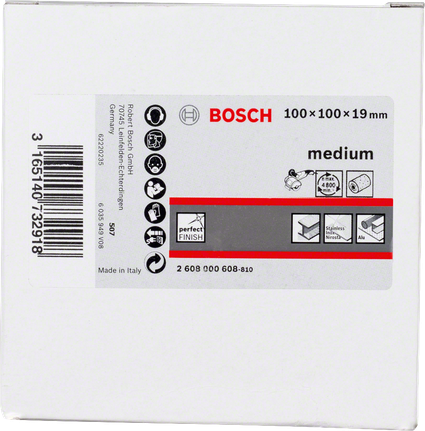 Disco de lijado Bosch de vellón, grano medio, 100x100x19 mm.
