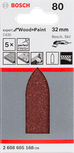 Lija Bosch C430 de 32x88 mm, grano 80, paquete de 5 unidades.